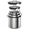 Set 3 oale Techwood TSI-606CA, 6 piese, Capac, Inductie, Inox