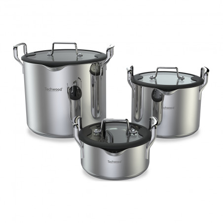 Set 3 oale Techwood TSI-606CA, 6 piese, Capac, Inductie, Inox