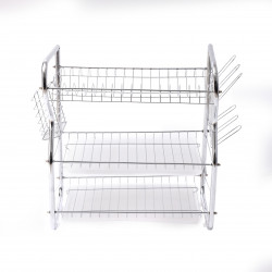 Rosberg R53000O Dish Rack, 3 tiers, Removable trays, Cup and cutlery holders, Chrome