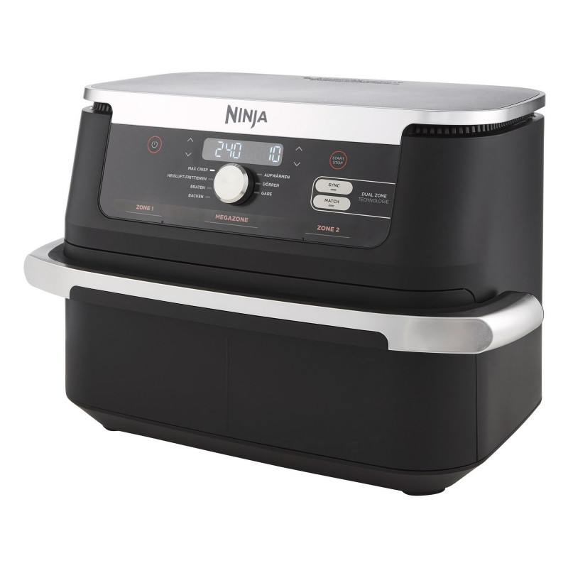 Двоен фритюрник с горещ въздух Ninja Foodi Flexdrawer AF500DE, 2470W, Независими зони за готвене, 10.4 л, 7 програми, 40-240°C, Max Crisp, Sync, Черен