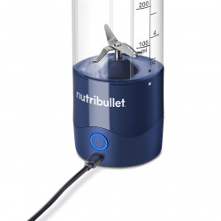 Blender portabil USB Nutribullet NBP003NBL, 2000 mAh, 475 ml, 4 lame, Zdrobire gheata, Pana la 15 cicluri, Albastru