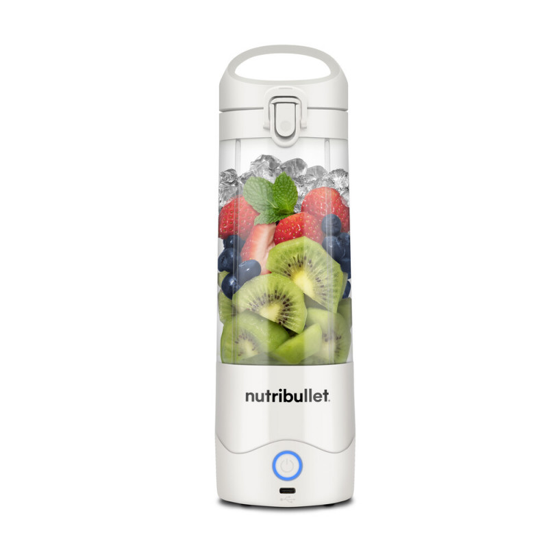 Blender portabil Nutribullet NBP003W, 200W, 475 ml, Autonomie 15 cicluri, USB-C, Alb