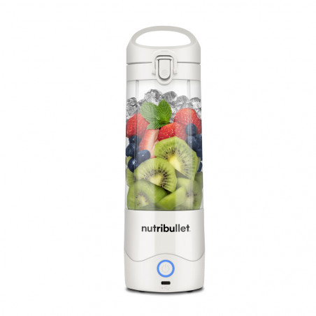 Φορητό μπλέντερ USB Nutribullet NBP003W, 2000 mAh, 475 ml, 4 λεπίδες, θρυμματισμός πάγου, έως 15 κύκλοι, Λευκό