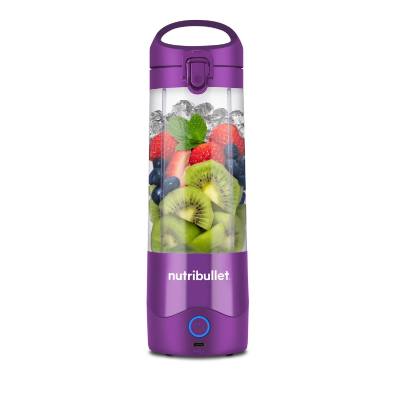 Nutribullet NBP003PU Portable USB Blender, 2000 mAh, 475 ml, 4 blades, Ice crushing, Up to 15 cycles, Purple