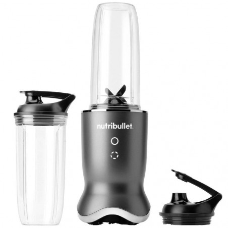 Blender Nutribullet NB1206DGCC, 1200W, 900 ml, 1 viteză + Puls, Butoane tactile, Fara BPA, Gri/Argintiu