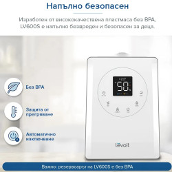 Levoit LV600S légpárásító, Ultrahangos, SMART, Aromaterápia, 28/280 W, 6 l, 3 szint, 70 m2-ig, Távirányító, Fehér színű