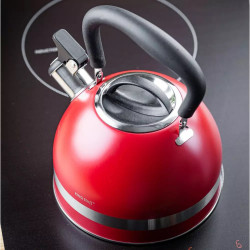 Βραστήρας με σφυρίχτρα Kinghoff KH 1853, 1,8 l, Επαγωγή, Θερμομονωμένη λαβή, Κόκκινο