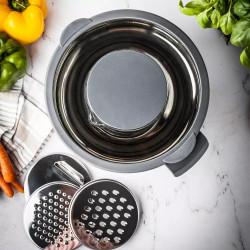 Kinghoff KH 1862 multifunkcionális salátástál, 24 cm, 5 l, 3 reszelő, csúszásmentes, Inox, Inox