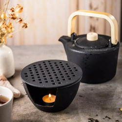 Kinghoff KH 1843 2in1 öntöttvas melegítőedény, 15cm, levehető teteje alátétként szolgál, fekete színű