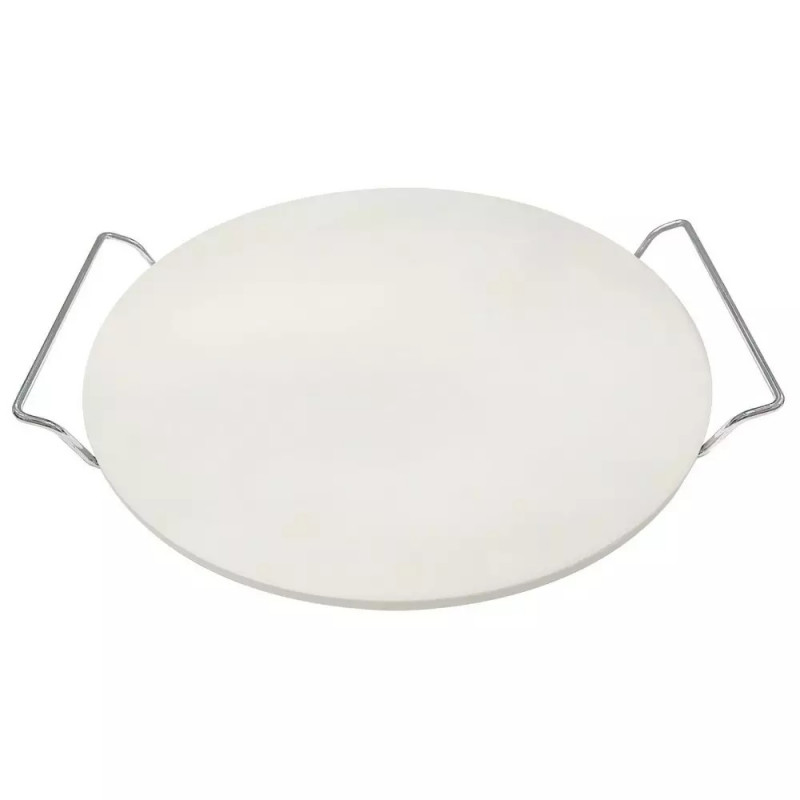Klausberg KB 7788 Stone Pizza Baking and Serving Plate, 33 cm, Metal Handles, White