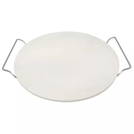 Klausberg KB 7788 Stone Pizza Baking and Serving Plate, 33 cm, Metal Handles, White