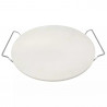 Klausberg KB 7788 Stone Pizza Baking and Serving Plate, 33 cm, Metal Handles, White