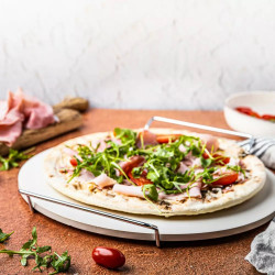 Klausberg KB 7788 Stone Pizza Baking and Serving Plate, 33 cm, Metal Handles, White