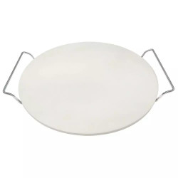 Klausberg KB 7788 Stone Pizza Baking and Serving Plate, 33 cm, Metal Handles, White