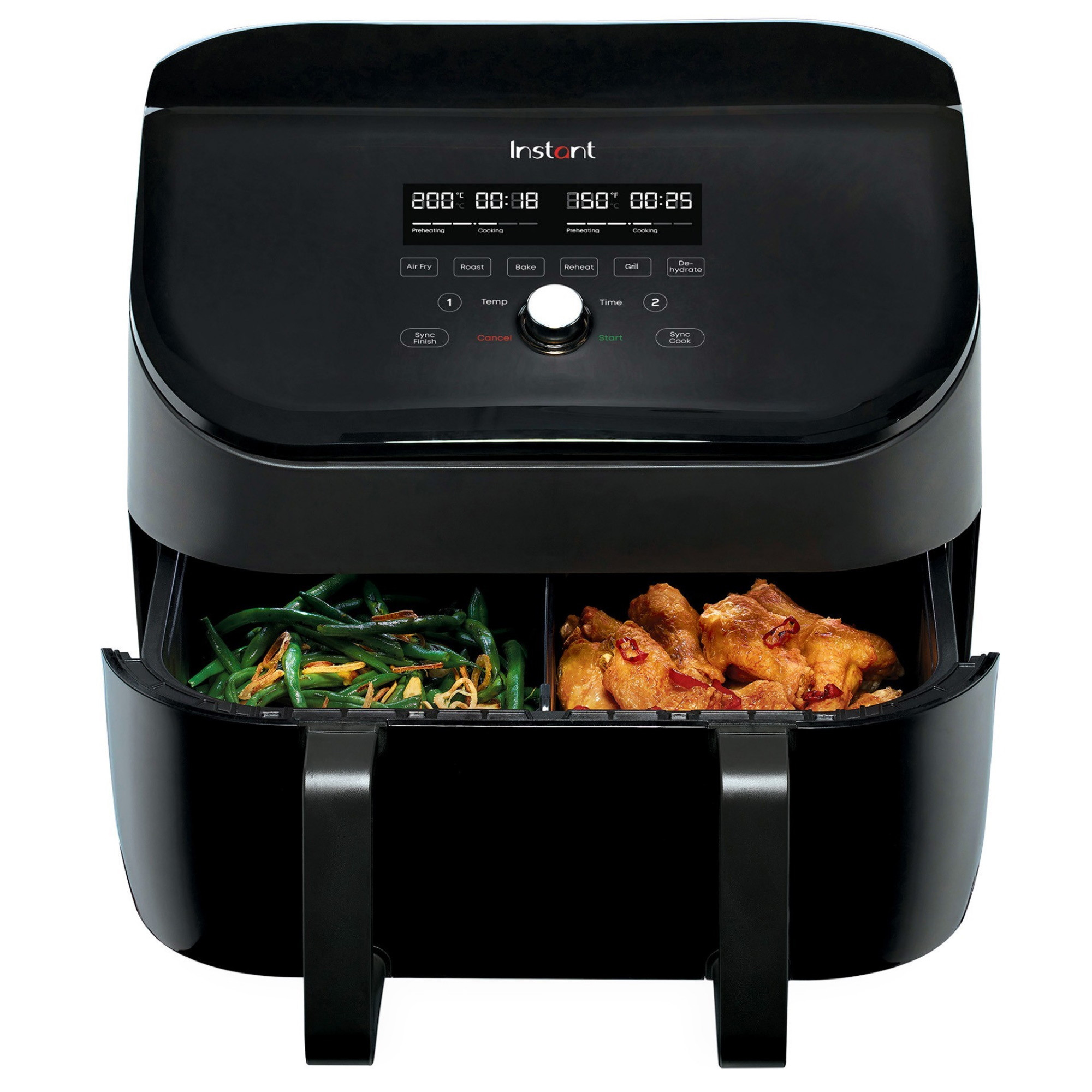 Фритюрник с горещ въздух Instant Pot Vortex Plus Versazone 140115101, 1700W, 2 независими зони за готвене, 8.5l, 35-205C, 6 програми, Черен