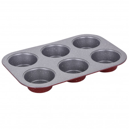 Oliver Voltz OV51223RK Muffin Pan, 6-Cup, Marble Finish, Red