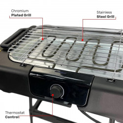 Elektromos grill Royalty Line RL-BGT2000, 2000W, 38x28 cm, 200C, termosztát, leeresztő tálca, fekete