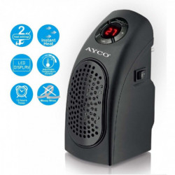 Ayco AHH-400 Fan Heater, 400W, LED, Timer, 2 Settings, Black