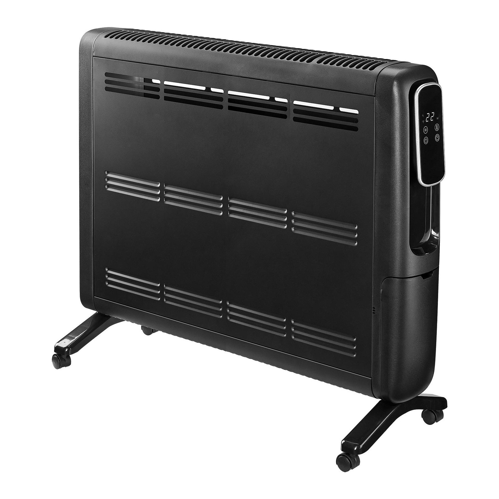 Radiator electric Finlux FR-2477, 2400W, 25 m², 2 trepte, Wi-Fi, Telecomanda, Protectie impotriva rasturnarii si copii, Negru