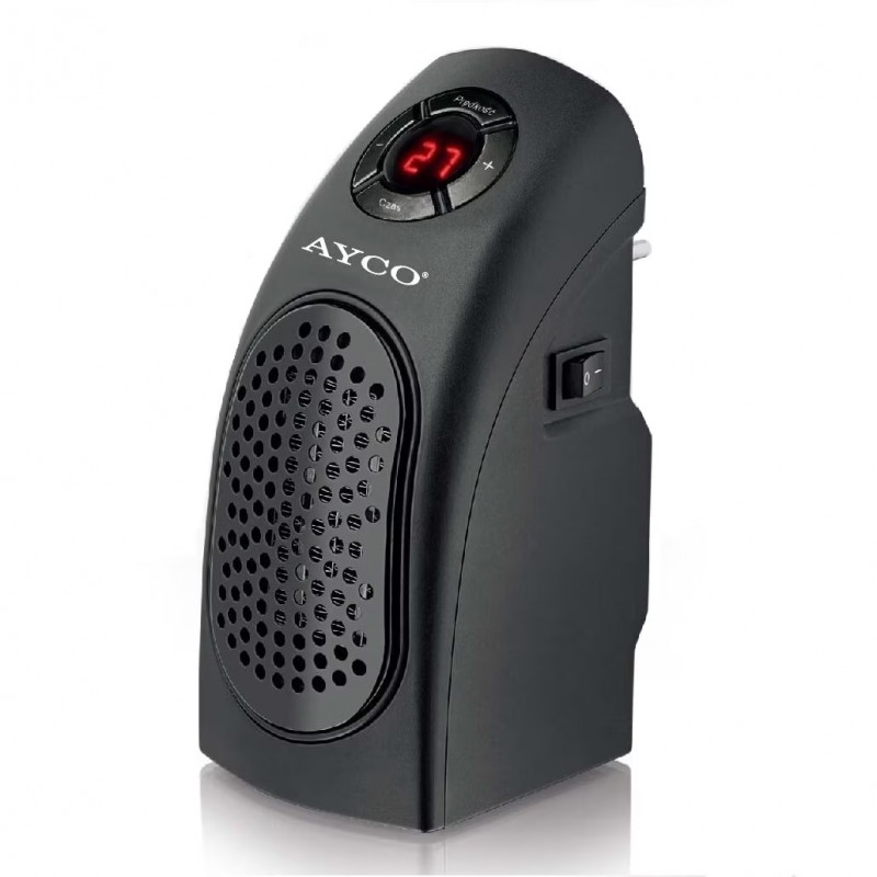 Ayco AHH-400 Fan Heater, 400W, LED, Timer, 2 Settings, Black