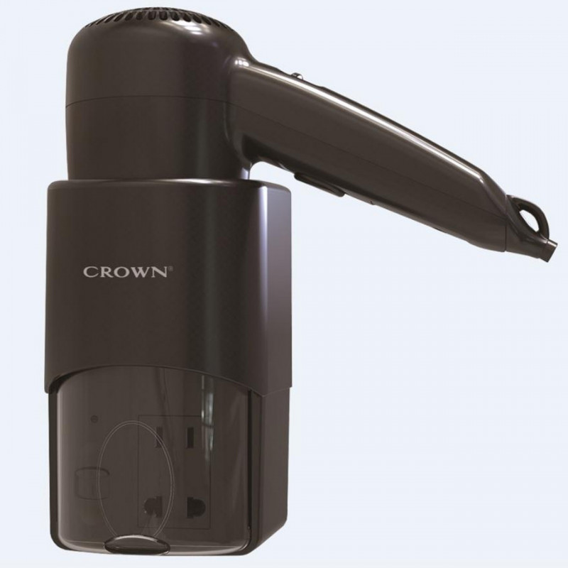 Σεσουάρ μαλλιών Crown CHD-13BWS, 1300W, Αυτόματη ασφάλεια, Υποδοχή ξυριστικής μηχανής, Μαύρο