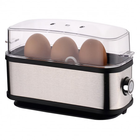 Elite EBS-3-1247 Egg Cooker, 210W, Holds 3 Eggs, Audible Alarm, Measuring Cup, Stainless Steel