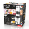 Блендер Adler AD 4081, 800W, 2 купи/бутилки 400/570 ml, 20000 об/мин, 4 остриета от неръждаема стомана, Разбиване на лед, Без BPA, Черен