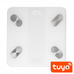 Кантар Adler AD 8186, SMART Tuya, До 180 кг, LED дисплей, 3 x ААА, Бял