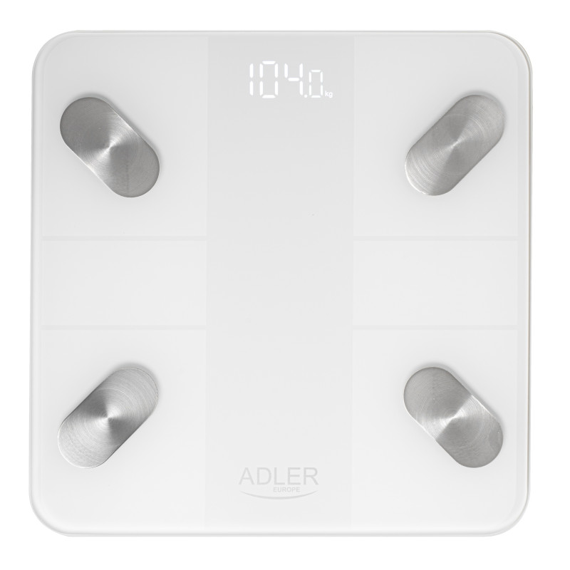 Adler AD 8186, SMART Tuya, 180 kg-ig, LED kijelző, 3 x AAA, Fehér