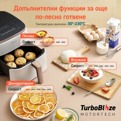 Friteuza cu aer cald Cosori TurboBlaze CAF-DC602, 1725W, 6L, 30-230°C, 1.8Kg, 9 programe, Timer, Heat Save, Alb