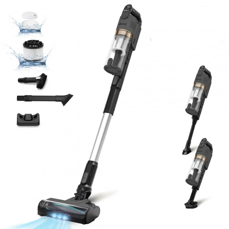 Levoit LVAC-200 Upright Vacuum Cleaner, 180W, 0.7L, Up to 50 Minutes of Run Time, Turbo Mode, LED-Lit Brush, Black