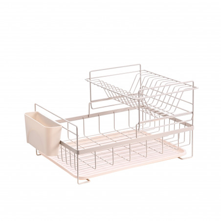 Rosberg R53000P Dish Rack, 2 tiers, Holder for cutlery and plates, Beige