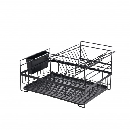 Rosberg R53000P Dish Rack, 2 tiers, Holder for cutlery and plates, Black