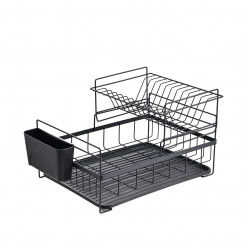 Rosberg R53000P Dish Rack, 2 tiers, Holder for cutlery and plates, Black