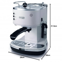 Кафемашина DELONGHI ICONA ECO311.W, 1100W, 1.4l, 15 bar, E.S.E дози, Крема диск, Бял