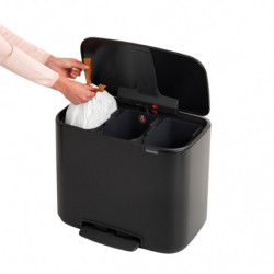 Brabantia Bo Pedal Trash Can 1000224, 3x11 L, Soft-Close, Non-Slip Base, Matte Black