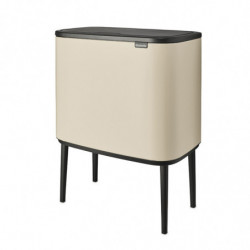 Cos pentru gunoi colectare selectiva Brabantia Bo Touch 1005550, 3x11 L, Deschidere lina si silențioasa, Deschidere mare, Bej