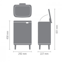 Кош за смет Brabantia Bo Small Hi 1006648, 12 л, Плавно и безшумно отваряне, Сив