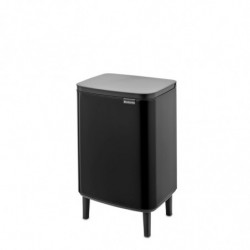Brabantia Bo Small Hi 1006649 Trash Can, 12 L, Smooth and Silent Opening, Non-Slip Base, Black