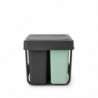 Brabantia Sort&Go 1008864 Recycling Bin, 2x10 L + 20 L, Eco-friendly materials, Space-saving, Dark gray/Green