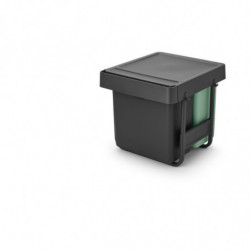 Brabantia Sort&Go 1008864 Recycling Bin, 2x10 L + 20 L, Eco-friendly materials, Space-saving, Dark gray/Green