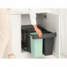 Brabantia Sort&Go 1008864 Recycling Bin, 2x10 L + 20 L, Eco-friendly materials, Space-saving, Dark gray/Green