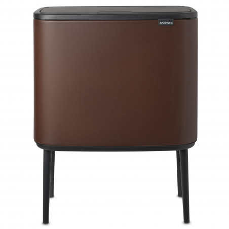 Cos pentru gunoi colectare selectiva Brabantia Bo Touch 1005548, 11+23 L, Deschidere lina si silentioasa, Deschidere mare, Maro