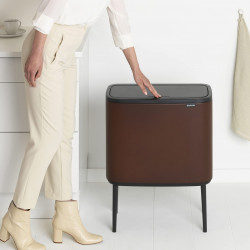 Cos pentru gunoi colectare selectiva Brabantia Bo Touch 1005548, 11+23 L, Deschidere lina si silentioasa, Deschidere mare, Maro