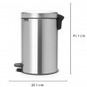 Cos pentru gunoi cu pedala Brabantia NewIcon 649026, 12 L, Inchidere usoara, Baza antiderapanta, Inox mat