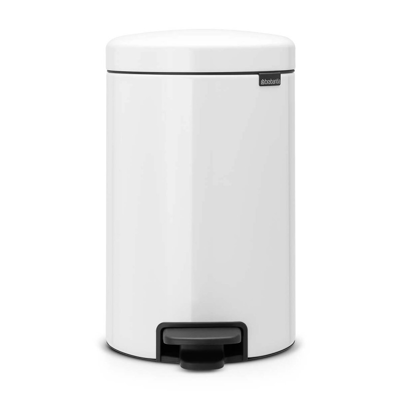 Brabantia NewIcon 649032 Pedal Bin, 12 L, Soft-Close, Non-Slip Base, Metal Inner Bucket, White