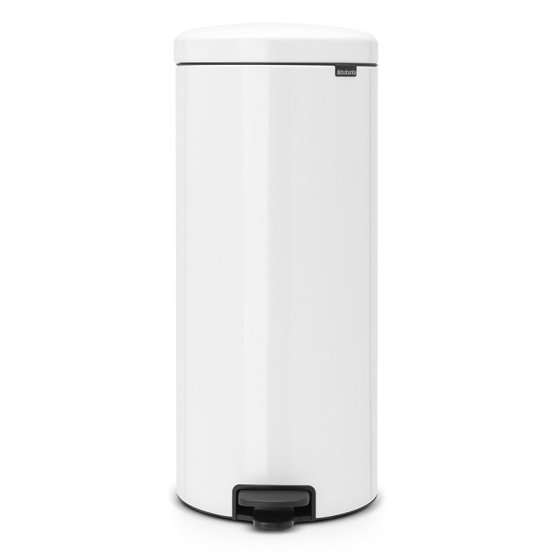 Cos pentru gunoi cu pedala Brabantia NewIcon 649049, 30 L, Inchidere usoara, Baza antiderapanta, Alb