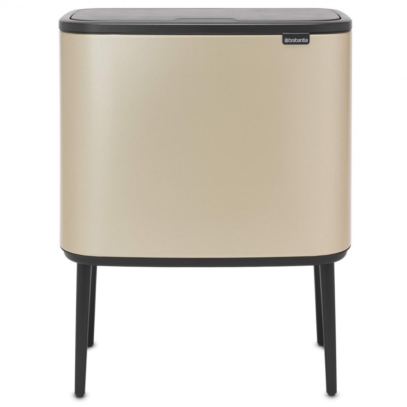 Brabantia Bo Touch 1003216 Trash Can, 3x11 L, Smooth and Silent Opening, Large Opening, Metallic Gold