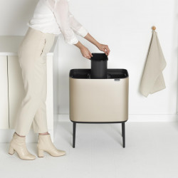 Brabantia Bo Touch 1003216 Trash Can, 3x11 L, Smooth and Silent Opening, Large Opening, Metallic Gold