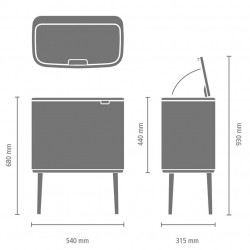 Кош за смет Brabantia Bo Touch 1003216, 3x11 л, Плавно и безшумно отваряне, Голям отвор, Златен металик